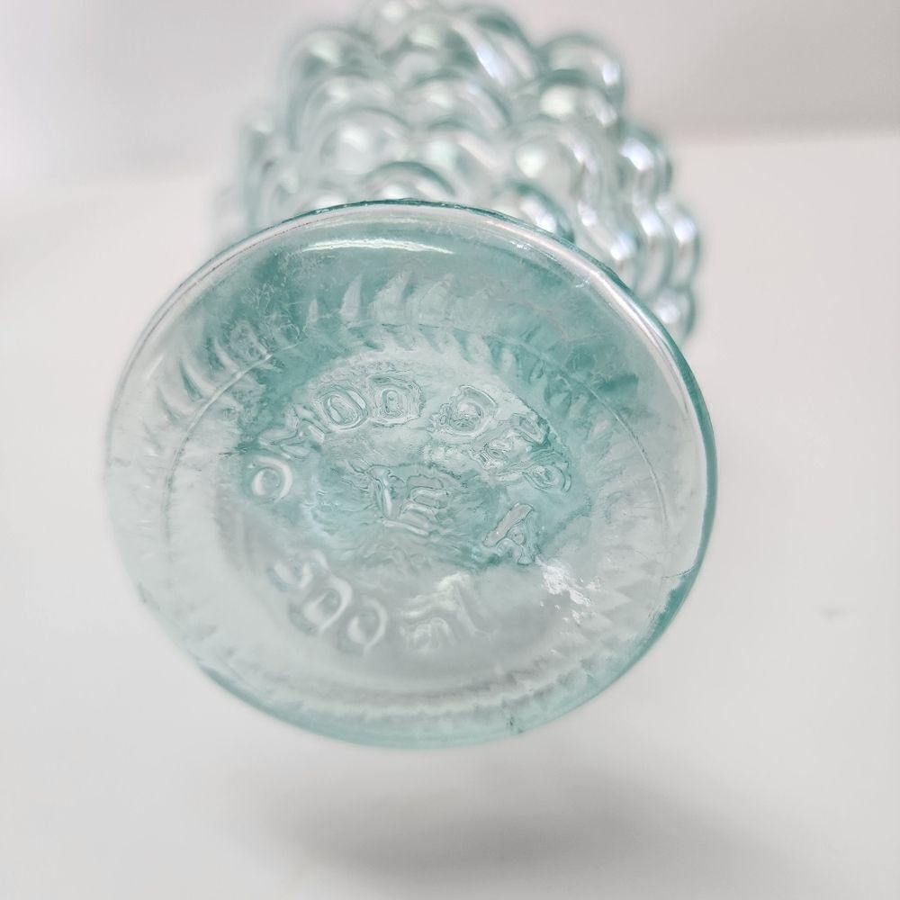 Vintage Italian Vetreria Etrusca Green Tinted Decanter Glass Bubble Grapes X 2 - Picture 4 of 9